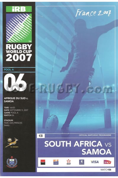 2007 South Africa v Samoa  Rugby Programme